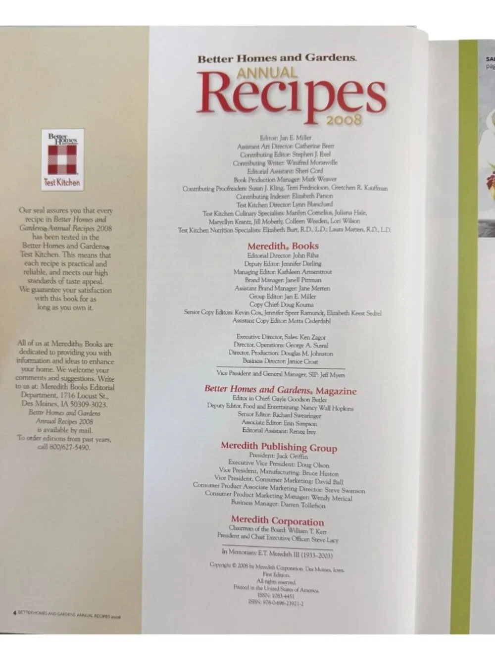 Better Homes & Gardens Annual Recipes 2008 Hardcover Cookbook